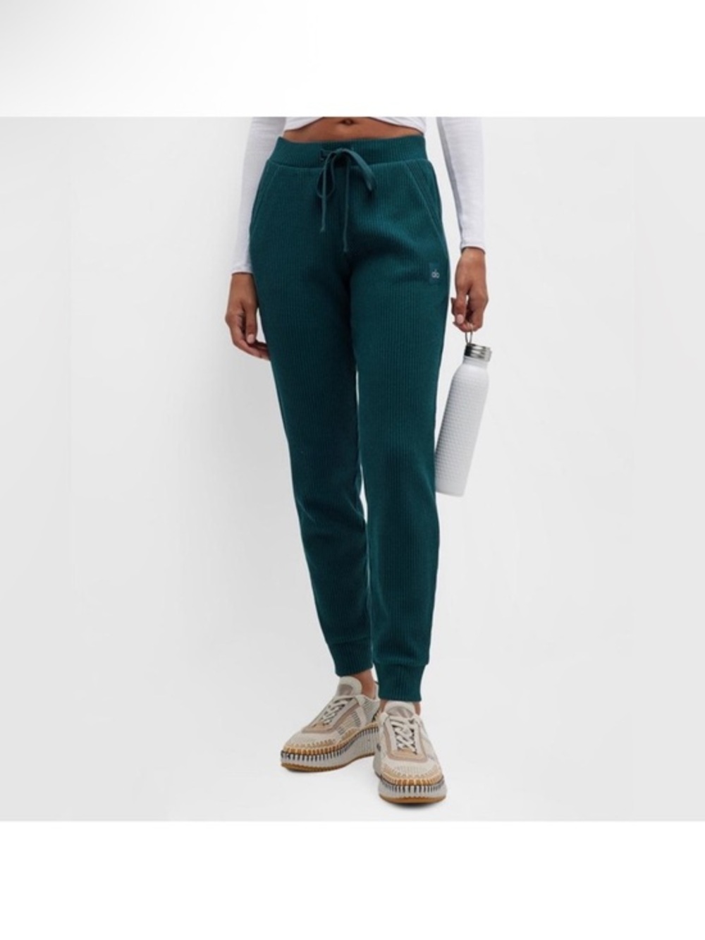 ALO Yoga Muse Midnight Green Ribbed Jogger Pants